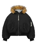 Reaven Black Fur Bomber Jacket Pre Order (1)