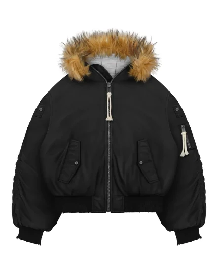 Reaven Black Fur Bomber Jacket Pre Order (1)