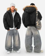 Reaven Black Fur Bomber Jacket Pre Order (8)
