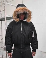 Reaven Black Fur Bomber Jacket Pre Order (9)