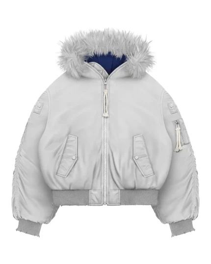 Reaven Grey Fur Bomber Jacket PRE ORDER (1)