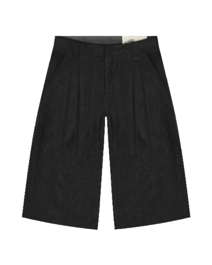 Reaven Black Linen Pleated Jorts (1)
