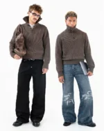 Reaven Funnel Neck Knit Mocha (7)