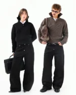 reaven bootcut denim jeans raw black (6)