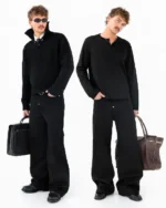 reaven bootcut denim jeans raw black (8)