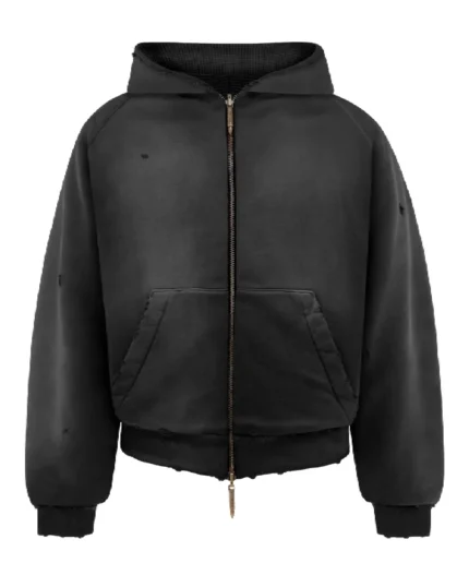 reaven thermal zip hoodie washed black (1)